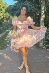 Black A-line Short Babydoll Dress with Bow