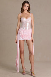 Embellished Lace Corset Mini Dress in Blossom