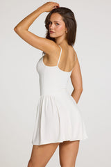 Modal Lace-Trim Mini Dress in White