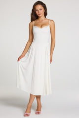 Modal Lace-Trim Midaxi Dress in White