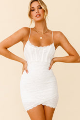 Angel Song Scoop Neckline Lace Bodycon Dress White