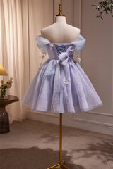 Off the Shoulder Lilac A-line Short Princess Dress