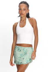 Avelyn Sequin Mini Skirt Floral Mint
