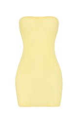Soft Sheer-Mesh Bandeau Mini Slip Dress in Yellow
