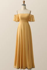 Off the Shoulder Sage Green Chiffon Long Bridesmaid Dress