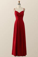 Simply Green Pleated Satin Long Bridesmaid Dress
