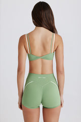 Soft Active Twist-Front Mini Shorts in Jade