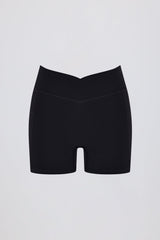 Soft Active V-Waist Pocket Mini Shorts in Black