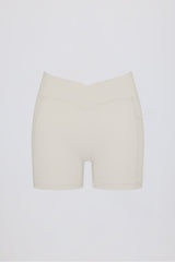 Soft Active Pocket V-Waist Mini Shorts in Oat