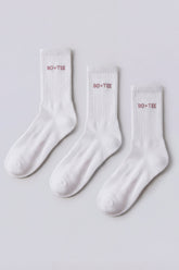 Ribbed Half-Crew 3-Pack Socks in White Pink