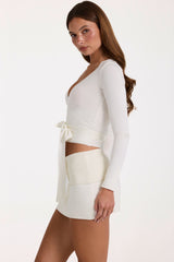 Soft Knit Mini Skirt in Ivory