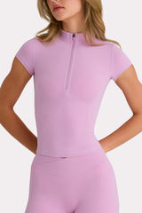 Soft Active Quarter-Zip Top in Sweet Pink