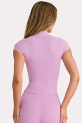 Soft Active Quarter-Zip Top in Sweet Pink