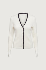 LACE TRIM BUTTON FRONT CARDIGAN