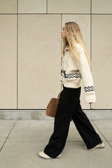 PATTERNED CARDIGAN WITH TOGGLE CLOSURE