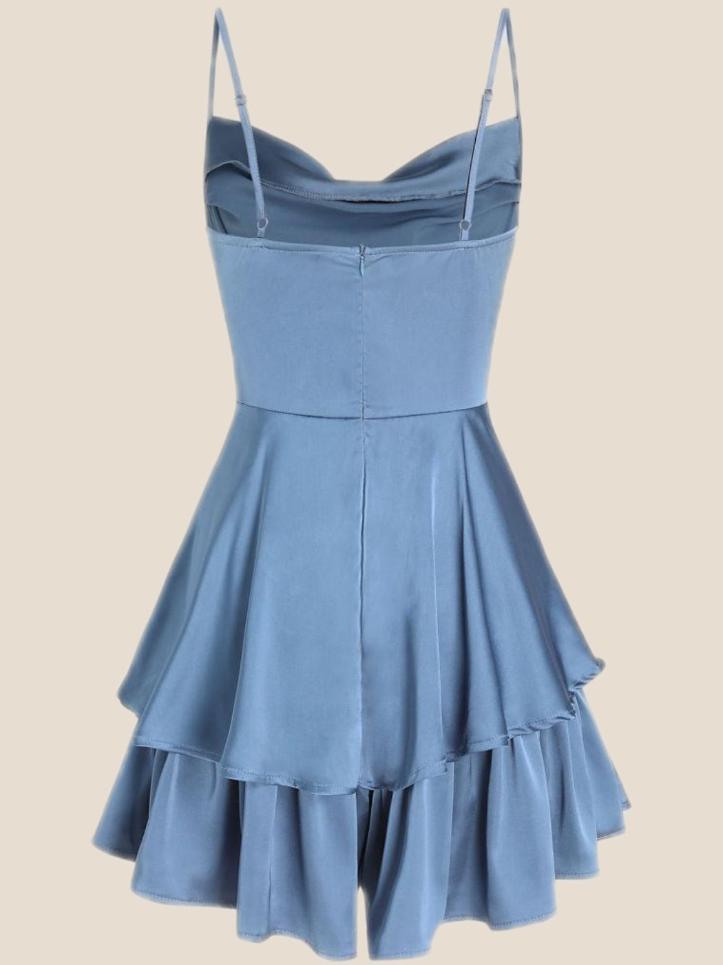 Cowl Neck Light Champagne Ruffles Short Princess Dress