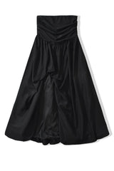 Black Strapless Slit Long Dress