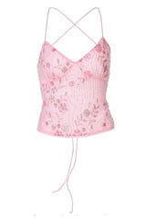Straps Pink Beaded Top