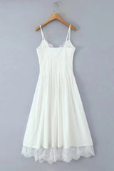 Black Straps Lace Stripe Button Long Party Dress