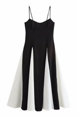 Black and White Stitching Spaghetti Strap Dress