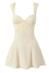 Beige Strap Lase-up Short Summer Skirt