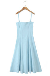 A-line Blue Sapghetti Strap Short Dress