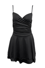 Black Straps A-line Ruched Party Dress