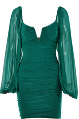 Orange Long Sleeves Tight Party Dress