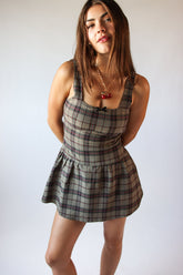 Drop Waist Plaid Mini Skort Dress