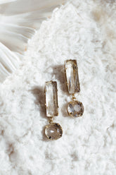 Cara Glass Crystal Drop Earrings Clear