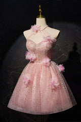 Halter Neck Blush Pink Tulle Dress