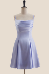 Pink Cowl Neck Short Dress with Back Bow