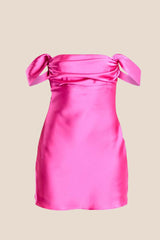 Off the Shoulder Hot Pink Mini Party Dress
