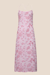 Blue Beaded Flowers Fitted Long Dress