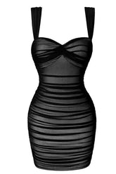 Black Ruched Tight Dress