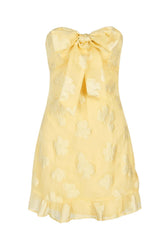 Sweet Yellow Bow Fitted Short Dress