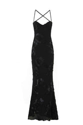 Black Straps Mermaid 3D Flower Dress