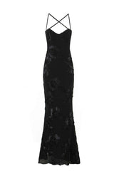 Black Straps Mermaid 3D Flower Dress