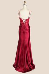 Pink Beaded Ruched Satin Fitted Formal Dress