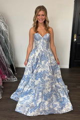 Pink Floral Jacquard Sweetheart A-line Dress
