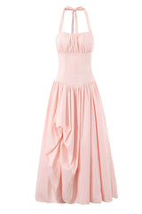 Pink Empire Halter Bubble Long Dress