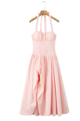 Pink Empire Halter Bubble Long Dress