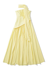 Burgundy Crepe Bodice Gathered Long Dress