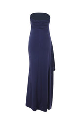 Strapless Burgundy Pleated Long Dress with Slit