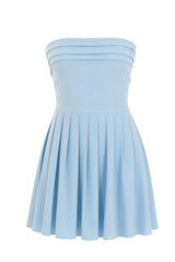 Light Blue Strapless Pleated A-line Short Dress