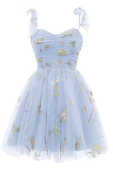 Black A-line Floral Short Princess Dress