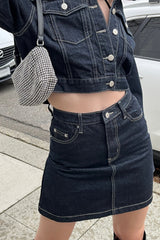 DENIM JACKET AND SKIRT SET