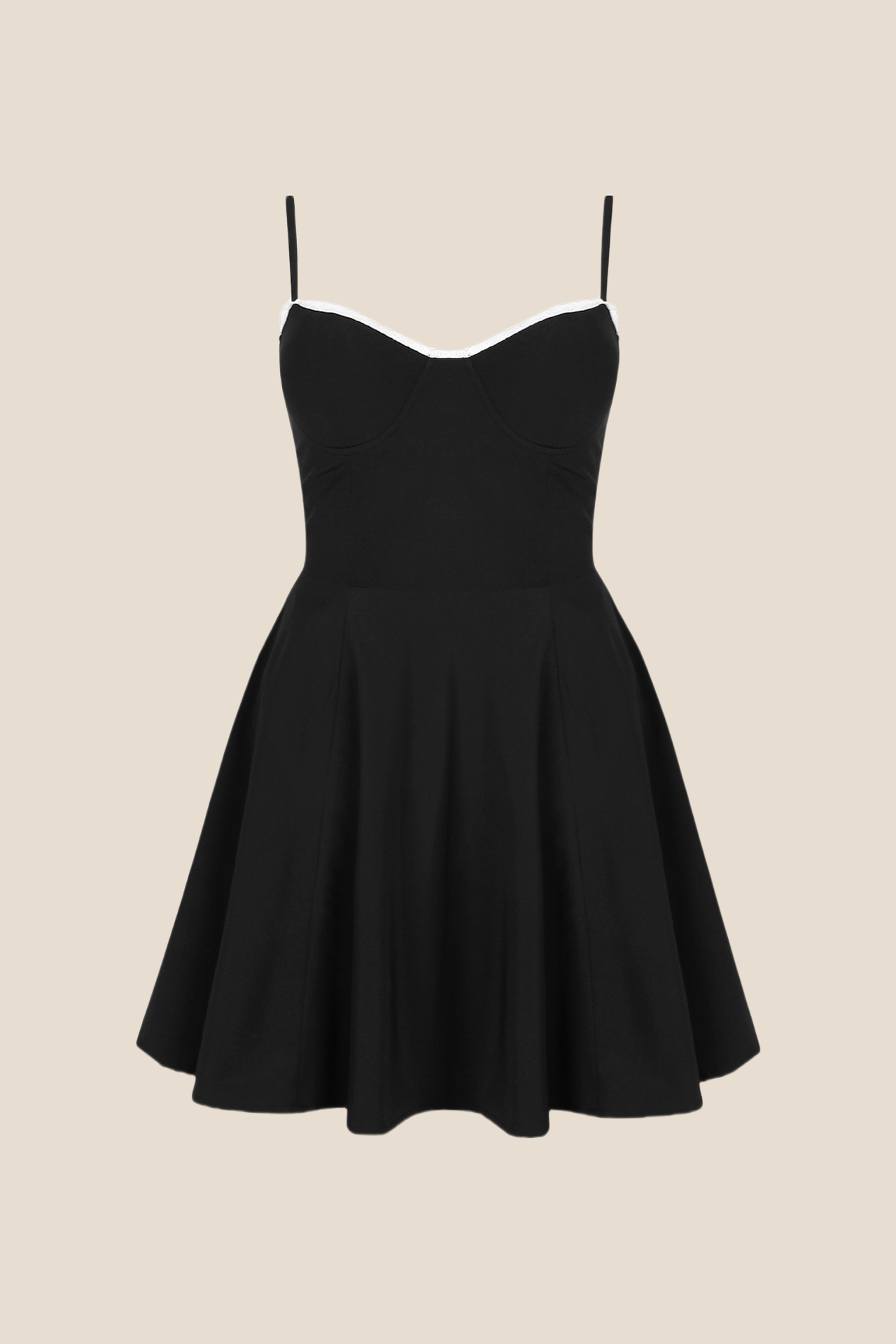 Spaghetti Straps Black A-line Short Dress