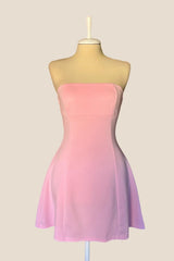 Strapless Pink A-line Short Dress
