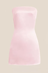 Strapless Pink Back Tie Short Dress